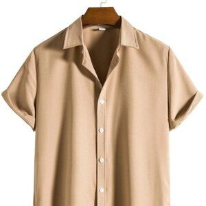 Casual Khaki Men's Leopard Print Shirt